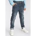 Stretch-Jeans ARIZONA "mit schmalem Beinverlauf" Gr. 176, N-Gr, blau (medium indigo aged, elto superstretch) Jungen Jeans