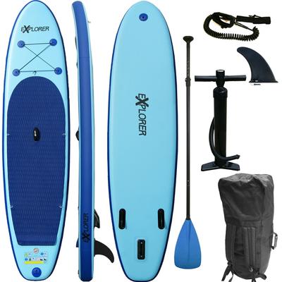 Inflatable SUP-Board EXPLORER "EXPLORER 320" Wassersportboards Gr. 320 x 76 x 15cm 320 cm, blau (hellblau, blau) Stand Up Paddle