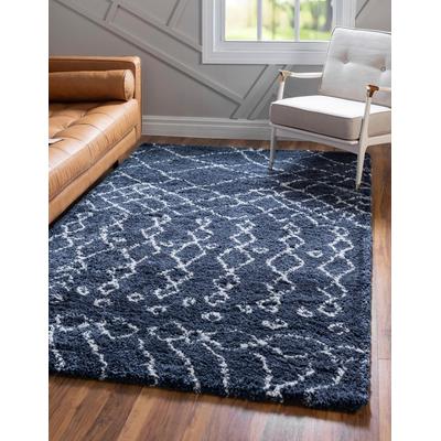 Hochflor-Teppich "Temara Shag, LAGERRÄUMUNG", blau (marineblau, elfenbeinfarben), B:122cm H:51mm L:183cm, Polypropylen (PP), MYFLAIR MÖBEL & ACCESSOIRES, Teppiche, gewebt, Scandi Design, ideal im Wohnzimmer & Schlafzimmer Image