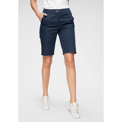 Bermudas ANISTON CASUAL, Damen, Gr. 42, N-Gr, blau (marine), Web, Obermaterial: 97% Baumwolle, 3% Elasthan, unifarben, Basic, figurbetont kniefrei, Hosen, im klassischen Stil, Topseller Image