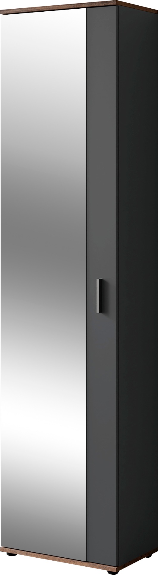 Garderobenschrank INOSIGN "Jakob", braun (old wood, anthrazit), B:49cm H:196cm T:30cm, FSC-zertifizierter Holzwerkstoff, Glas, Schränke, Garderobenschrank, mit großem Spiegel, Breite 49 cm