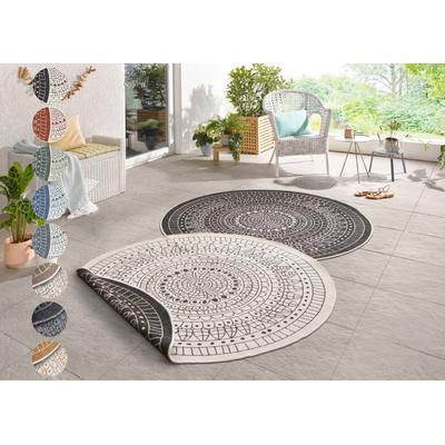 Teppich HANSE HOME "Porto Wendeteppich" Gr. 10, schwarz, H:5mm Ø:200cm, Kunstfaser, Teppiche, In-& Outdoor, Wetterfest, Balkon, Garten, Wohnzimmer, Wasserfest Image
