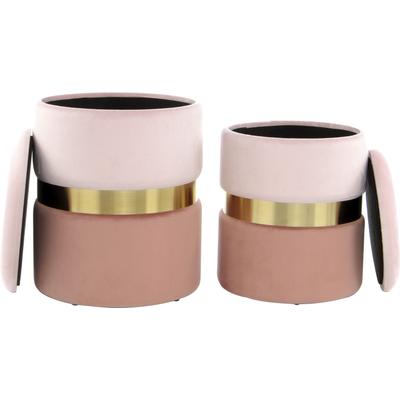 Stauraumhocker KAYOOM "Hocker Zora 125 2er-Set, samtweicher Stoffbezug,runde elegante Form", rosa (rosa, gold, altrosa),