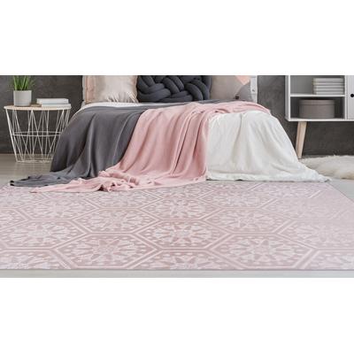 Teppich CALO-DELUXE "Latemar 300" Gr. 3, rosa, B:120cm H:7mm L:170cm, Kunstfaser, Teppiche, weiche Fell Haptik, Relief Muster, Wohnzimmer, Schlafzimmer Image