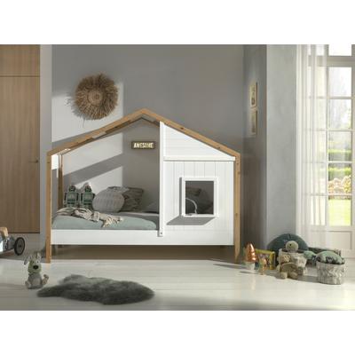 Kinderbett VIPACK "Babs", braun (weiß, kiefer oak), B:97cm H:170cm L:210cm, Betten, Hochbett, Hausbett mit Lattenrost, wahlweise Bettschublade Image