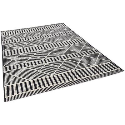Teppich TOM TAILOR HOME "Funky Outdoor Geometric", schwarz, B:80cm H:5mm L:165cm, Polypropylen (PP), Teppiche, Flachgewebe, modernes Rauten Design, Outdoor geeignet, Wohnzimmer Image
