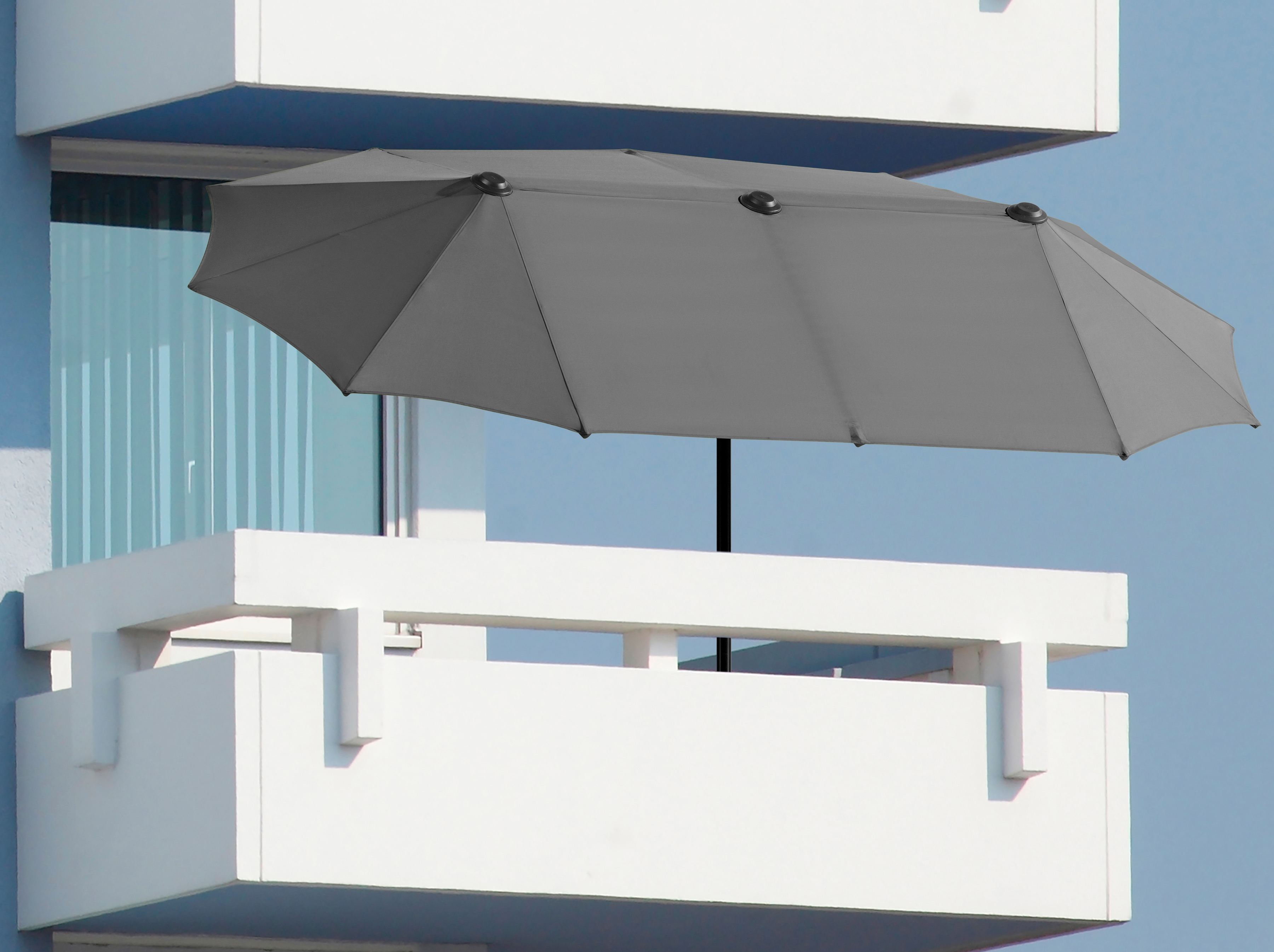 Balkonschirm SCHNEIDER SCHIRME "Salerno, TOPSELLER", grau (anthrazit), Obermaterial: 100% Polyester, Standschirme, mit Schutzhülle, ohne Schirmständer Image