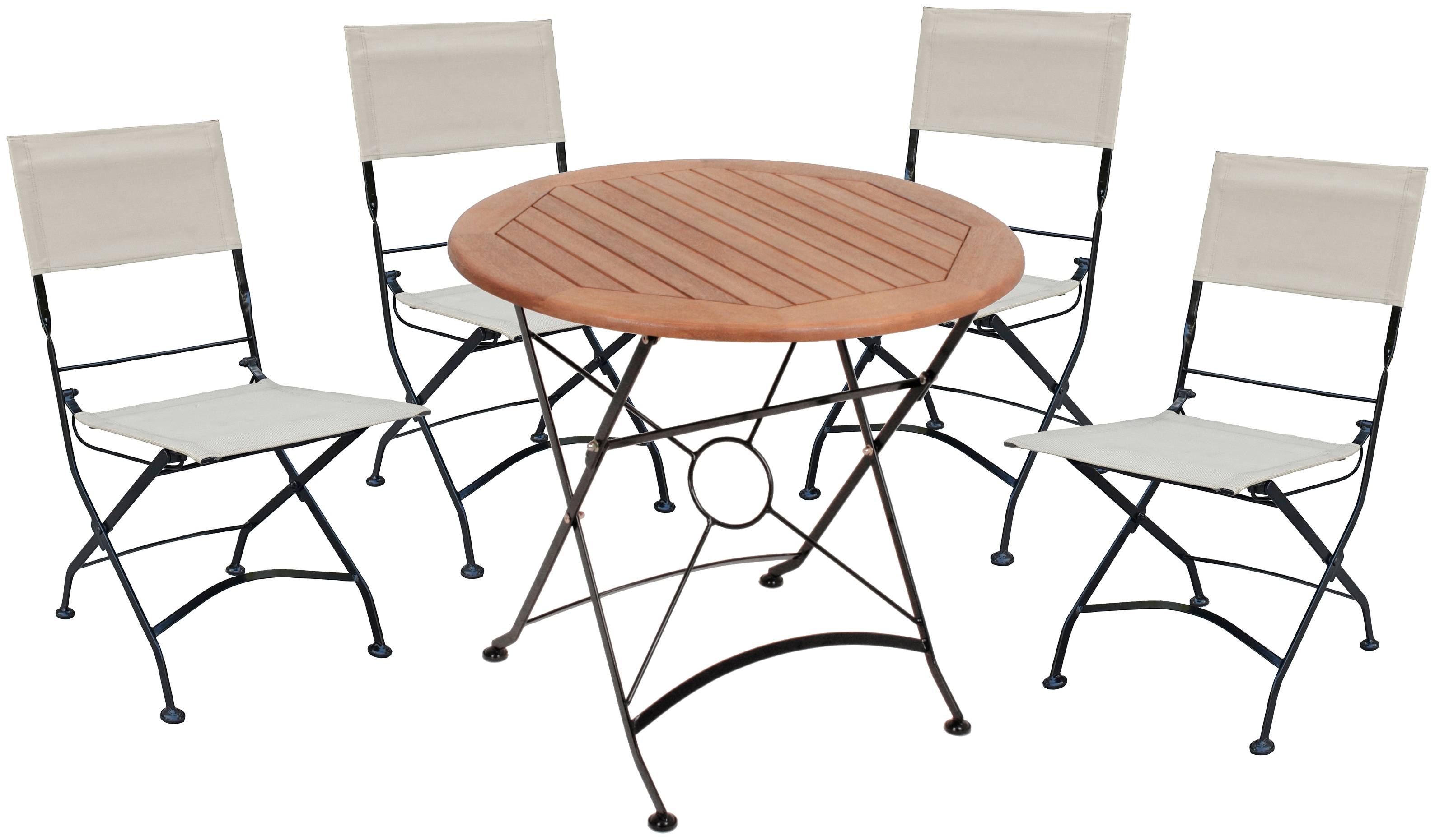 Garten-Essgruppe GARDEN PLEASURE "TRIEST", braun (braun, beige, schwarz, beige, schwarz), B:180cm H:89cm T:180cm, FSC-zertifiziertes Massivholz, Kunststoff, Stahl, Sitzmöbel-Sets