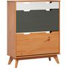 Schuhschrank INTER-FURN "Scandik", braun (honigfarben lackiert, grau, weiß), B:80cm H:101cm T:33cm, Massivholz, Schränke, kleiner Schuhschrank mit 2 Klappen