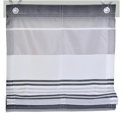 Raffrollo KUTTI "Jamaica" Gr. 4, grau, B:100cm H:130cm, Obermaterial: 100% Polyester, Raffrollos, halbtransparent, Polyester, gewebt, Streifen, mit Edelstahlhaken Image