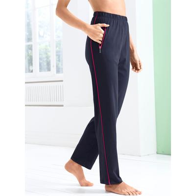 Homewearpants, Damen, Gr. 52, Normalgrößen, bunt (marine, fuchsia), 100% Baumwolle, unifarben, lang, Hosen Image