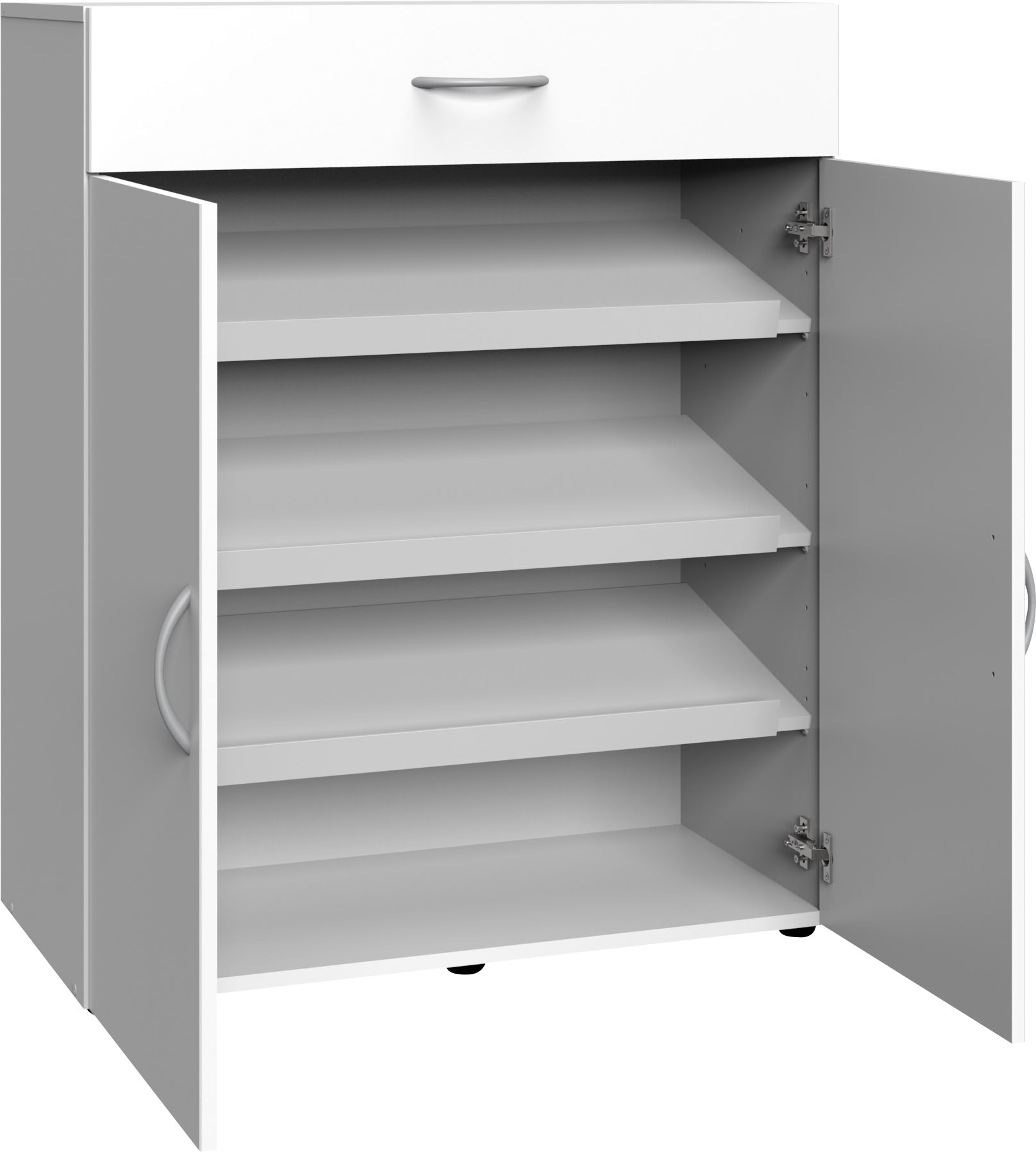 Schuhkommode WIMEX "Multiraumkonzept", weiß, B:80cm H:98cm T:40cm, Holzwerkstoff, Spanplatte, Sideboards, Schuhkommode, Schubkästen auf Metallschienen