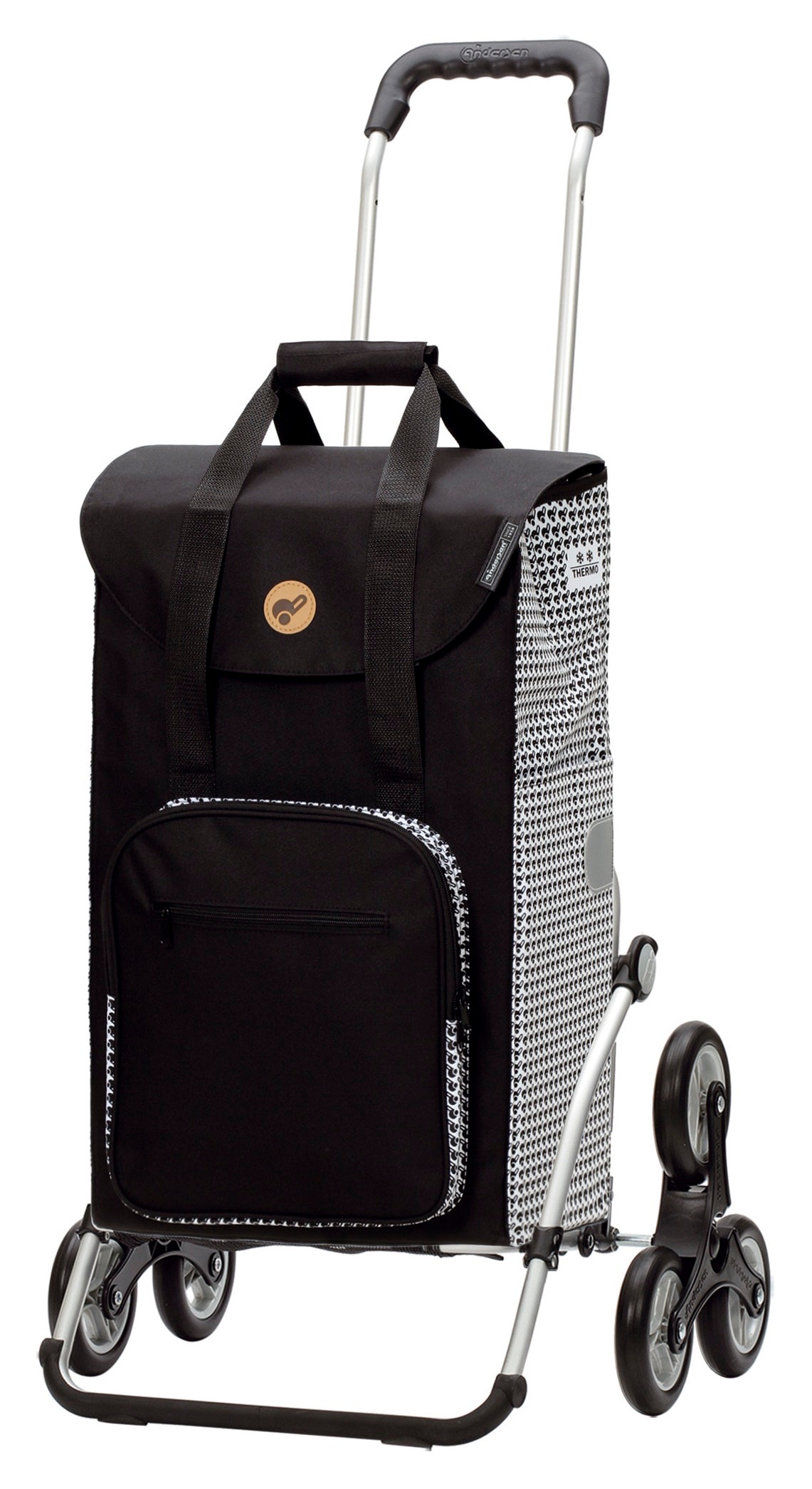 Einkaufstrolley ANDERSEN "Treppensteiger Royal Shopper Liska", schwarz, B:50cm H:107cm T:28cm, Polyester, Einkaufskörbe Image