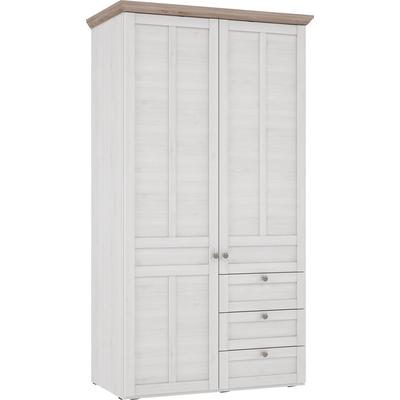 Kleiderschrank FORTE "Iloppa, Schlafzimmerschrank im Landhausstil", braun (schnee eiche, nelson eiche), B:105,3cm H:192,6cm T:57,3cm, FSC-zertifizierter Holzwerkstoff, Schränke, Kleiderschrank Drehtürenschrank, Maße: B/H/T ca. 105,3x192,6x57,3 cm,... Image