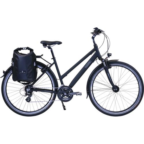 „Trekkingrad HAWK BIKES „“HAWK Trekking Lady Premium Plus Black““ Fahrräder Gr. 44 cm, 28 Zoll (71,12 cm), schwarz Trekkingräder“