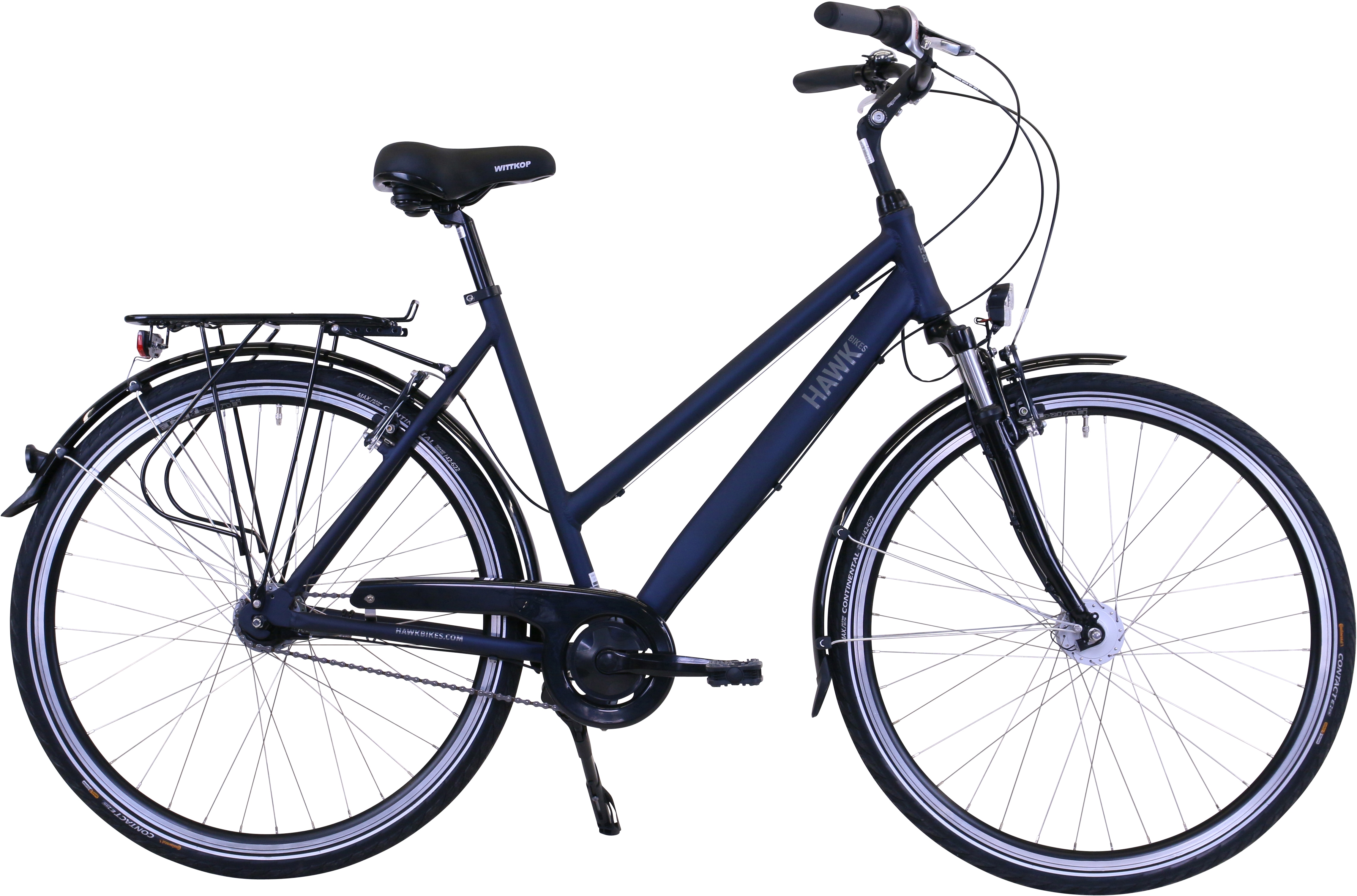 Cityrad HAWK BIKES "Lady Deluxe" Gr. 53, blau, Fahrräder, 53cm, 28 Zoll (71,12cm), für Damen, Nabenschaltung Image