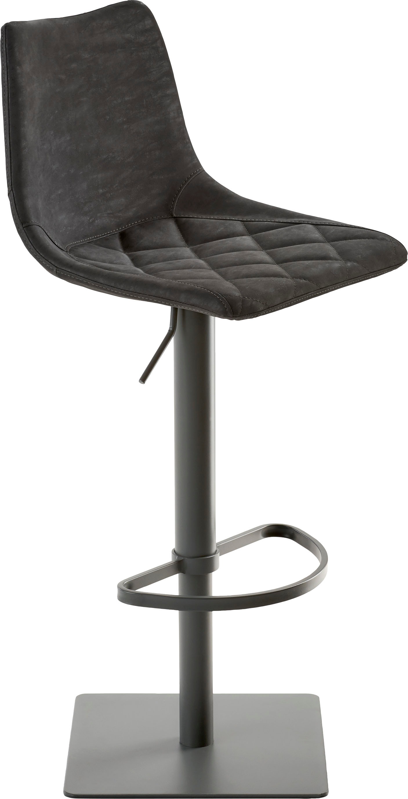 Barhocker MAYER SITZMÖBEL "Bar- und Tresenhocker myTOBY", schwarz (vintage schwarz), B:43cm H:53cm T:39cm, Hocker, Barhocker, Gepolsterte Sitzschale Rautensteppung