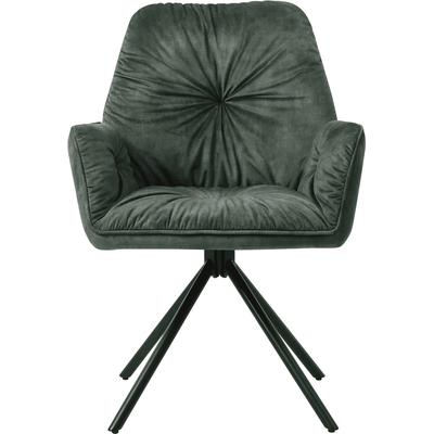 Esszimmerstuhl SALESFEVER "Ottawa Armlehnstuhl", dunkelgrün scgwarz, schwarz, B:61cm H:90cm T:59cm, Polyester, Metall, Stühle, Esszimmersessel 360Drehfunktion, Drehstuhl, Armlehnstuhl Image