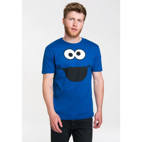 "T-Shirt LOGOSHIRT ""Krümelmonster - Cookie Monster"" Gr. XS, blau Herren Shirts T-Shirts"