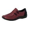 Slipper RIEKER, Damen, Gr. 41, schwarz (weinrot, schwarz), Leder, Nubuklederimitat, sportlich, Schuhe Slipper, Freizeitschuh, Komfortschuh mit strukturiertem Obermaterial