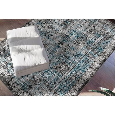 Teppich CALO-DELUXE "Ruzica-505" Gr. 2, blau, B:80cm H:6mm L:150cm, Kunstfaser, Teppiche, Flachgewebe, Vintage Design, Wohnzimmer Image