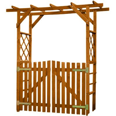 Rosenbogen PROMADINO "Pergola Ben", braun (honigbraun), B:200cm H:208cm T:65cm, Holz, Rankhilfen, BxTxH: 200x65x208 cm, mit Türen Image
