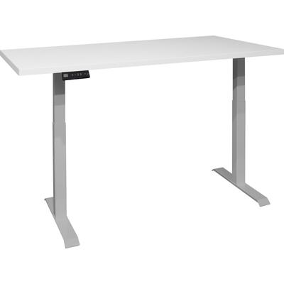 Schreibtisch MÄUSBACHER "Big System Office", silber (silber, weiß matt lack, silber, weiß matt lack), B:160cm, Tische, Breite 160 cm, elektrisch höhenverstellbar Image