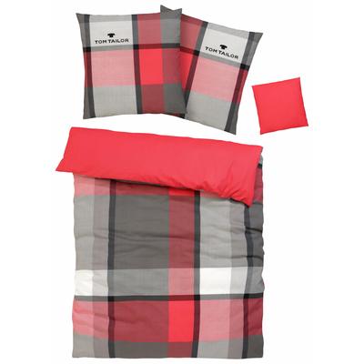Bettwäsche TOM TAILOR HOME "Lenny in Gr. 135x200 oder 155x220 cm", rot, B/L: 155cm x 220cm, , Renforcé, B/L: 80cm x 80cm, Renforcu00e9, Obermaterial: 100% Baumwolle, Bettwäsche, mit GRATIS-Zugabe: Kissenhülle, in Biber und Renforcé erhältlich Image