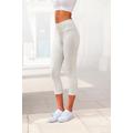 Caprileggings LASCANA, Damen, Gr. 56/58, N-Gr, grau (hellgrau, meliert), Single Jersey, Obermaterial: 92% Baumwolle, 5% Elasthan, 3% Polyester, unifarben, Basic, Basic kniebedeckend, Hosen, mit breitem weichem Bündchen, Loungewear