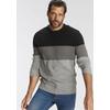 Rundhalspullover MAN'S WORLD "Bis Größe 5 XL", Herren, Gr. 5XL (72/74), bunt (schwarz, hellgrau, grau), Feinstrick, Obermaterial: 75% Baumwolle, 25% Polyacryl, colorblocking, casual, normal, Rundhals, Langarm Rippstrickbündchen, Pullover, mit...