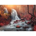 PAPERMOON Fototapete "Mountain Sunset Waterfall" Tapeten Gr. B/L: 5 m x 2,8 m, Bahnen: 10 St., bunt (mehrfarbig) Fototapeten