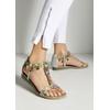 Sandale LASCANA "Sommerschuh, Sandalette", Damen, Gr. 40, grün, Obermaterial: 50% Lederimitat, 50% Textilmaterial. Futter: 100% Lederimitat. Decksohle: 100% Lederimitat. Laufsohle: 100% Synthetik, mehrfarbig, modisch, Schuhe Riemchensandale...