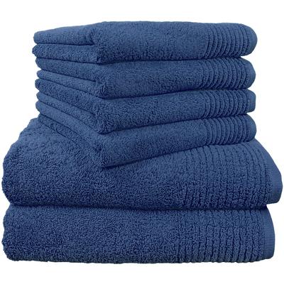 Handtuch Set DYCKHOFF "Brillant", blau, 6 St., Walkfrottee, Walkfrottee, Obermaterial: 100% Baumwolle, Handtücher (Packu