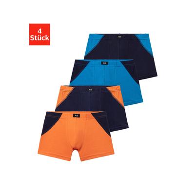 Boxer H.I.S "Boxershorts für Jungen", Kinder, Gr. 98/104, bunt (marine, blau, blau, marine, orange, marine, marine, orange), Jersey, Obermaterial: 95% Baumwolle, 5% Elasthan, körpernah, Unterhosen, mit coolem Colorblocking für einen sportlichen... Image