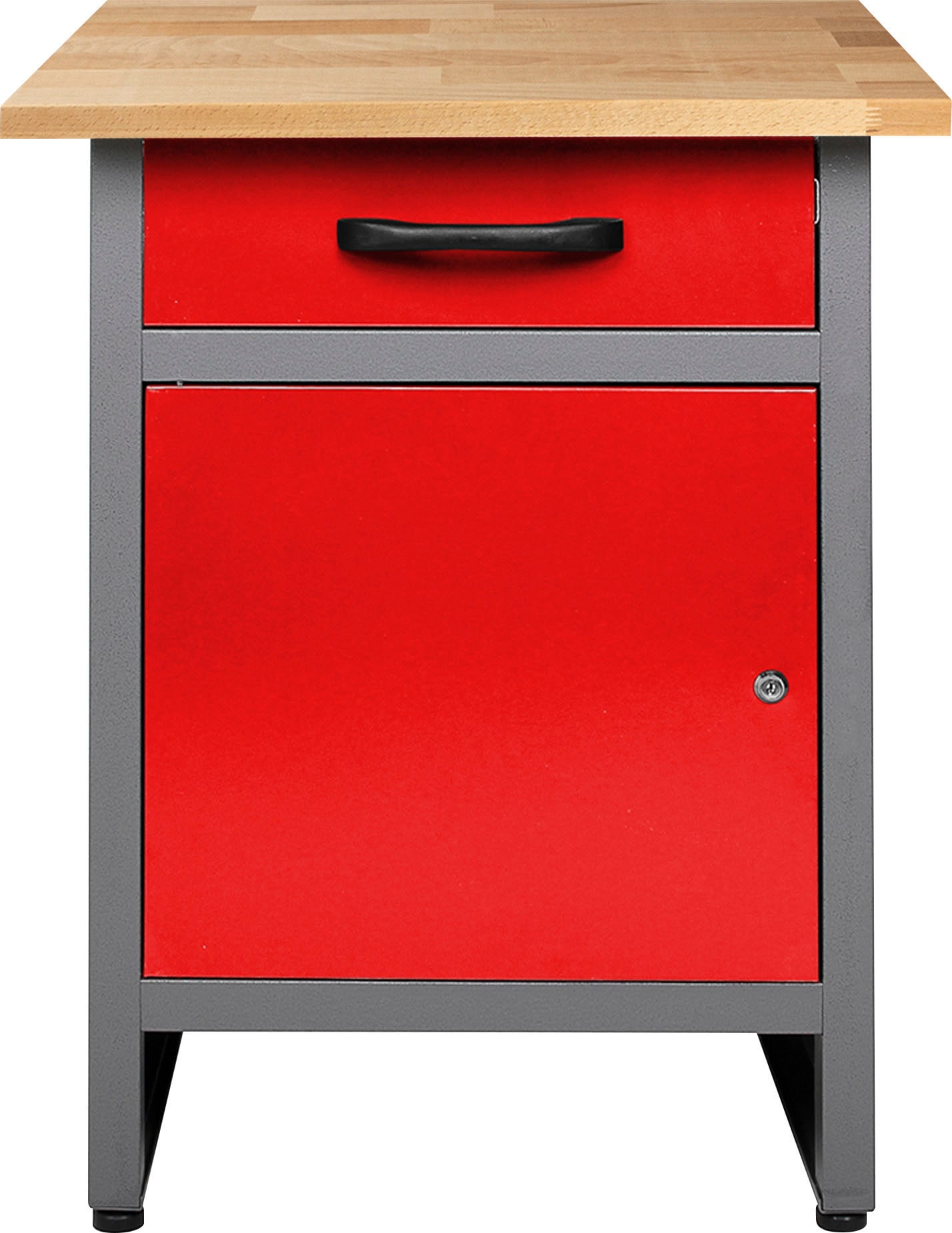 Werkbank ONDIS24 "Wolle", rot (rot, anthrazit), B:60cm H:85cm T:60cm, Edelstahl, Werkbänke, Tür mit Sicherheitsschloss