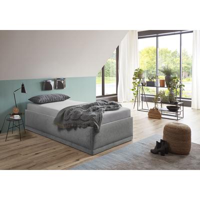 Polsterbett "Texel", grau, B:126cm H:34cm L:206cm, Bezug Bett: Veloursstoff 100% Polyester oder Microfaser (100% Polyester), Bonnell-Federkernmatratze: 51% Polypropylen, 39% Polyester und 10% Baumwolle, Kaltschaummatratze: 100% Polyester, Bezug... Image