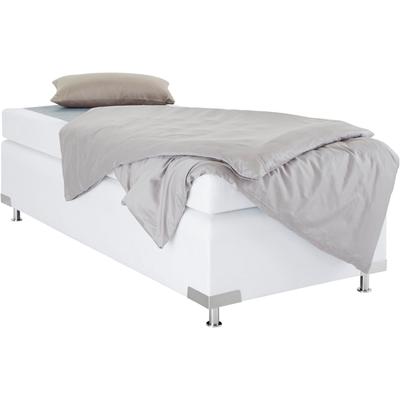 Boxspringbett "Holland", weiß, B:122cm L:201cm, Microvelours (100% Polyester), WESTFALIA SCHLAFKOMFORT, Komplettbetten, Boxspringbett, ohne Kopfteil, frei im Raum stellbar Image