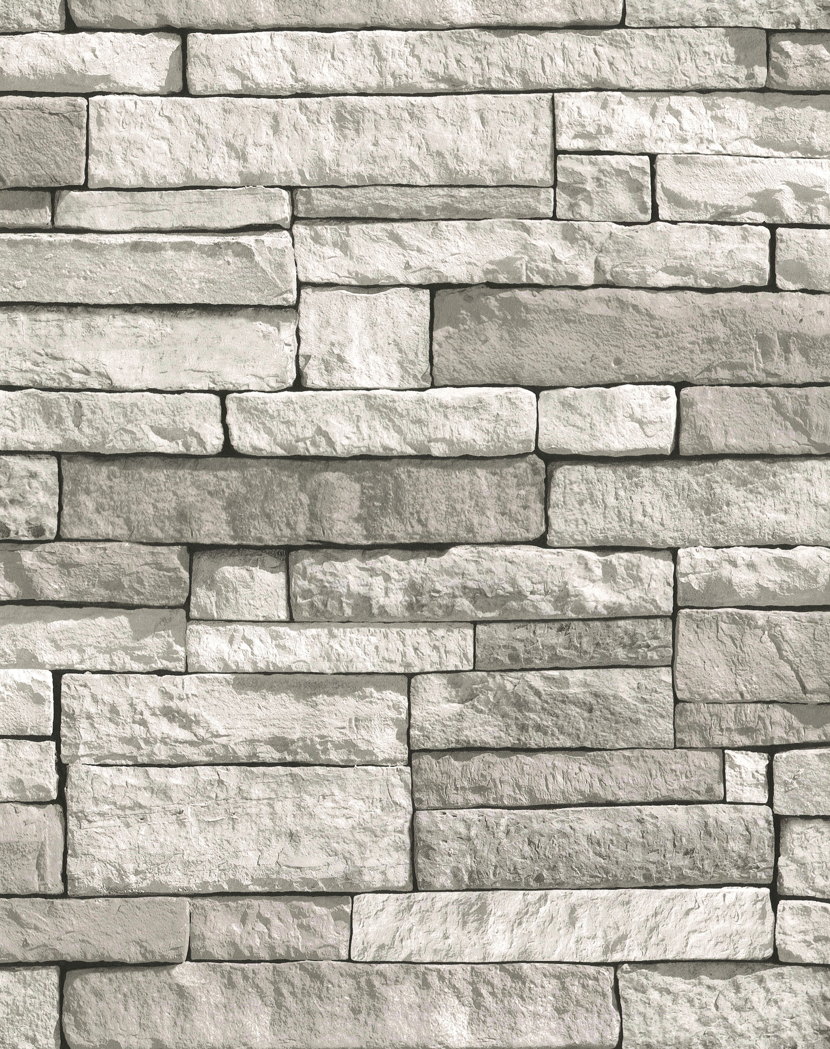 Vliestapete WOW "Steine", grau, B:0,52 L:10, Vlies, Tapeten, Grau - 10m x 52cm Image