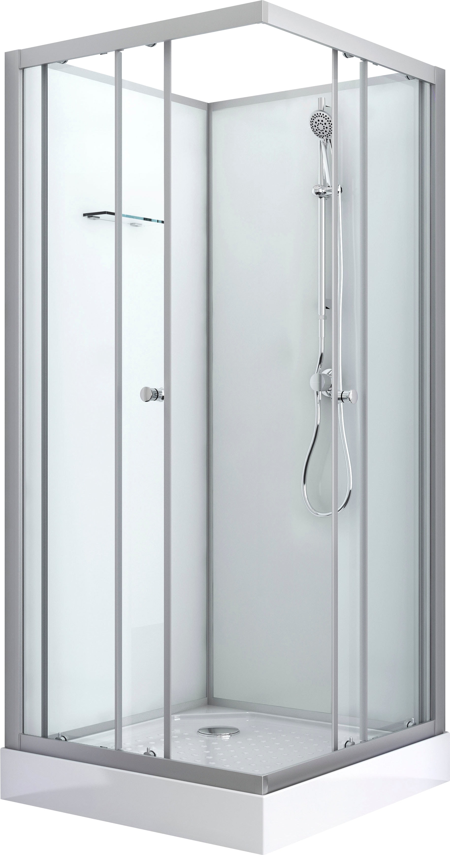 Komplettdusche SANOTECHNIK "FORTE", silber (matt), B:90cm H:203cm T:90cm, Duschkabinen, quadratisch