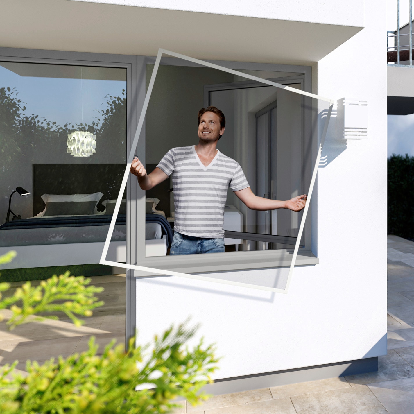 Insektenschutz-Fensterrahmen WINDHAGER "PLUS", weiß (rahmen: weiß gewebe: anthrazit), B:140cm H:150cm, Insektenschutzgitter, BxH: 140x150 cm