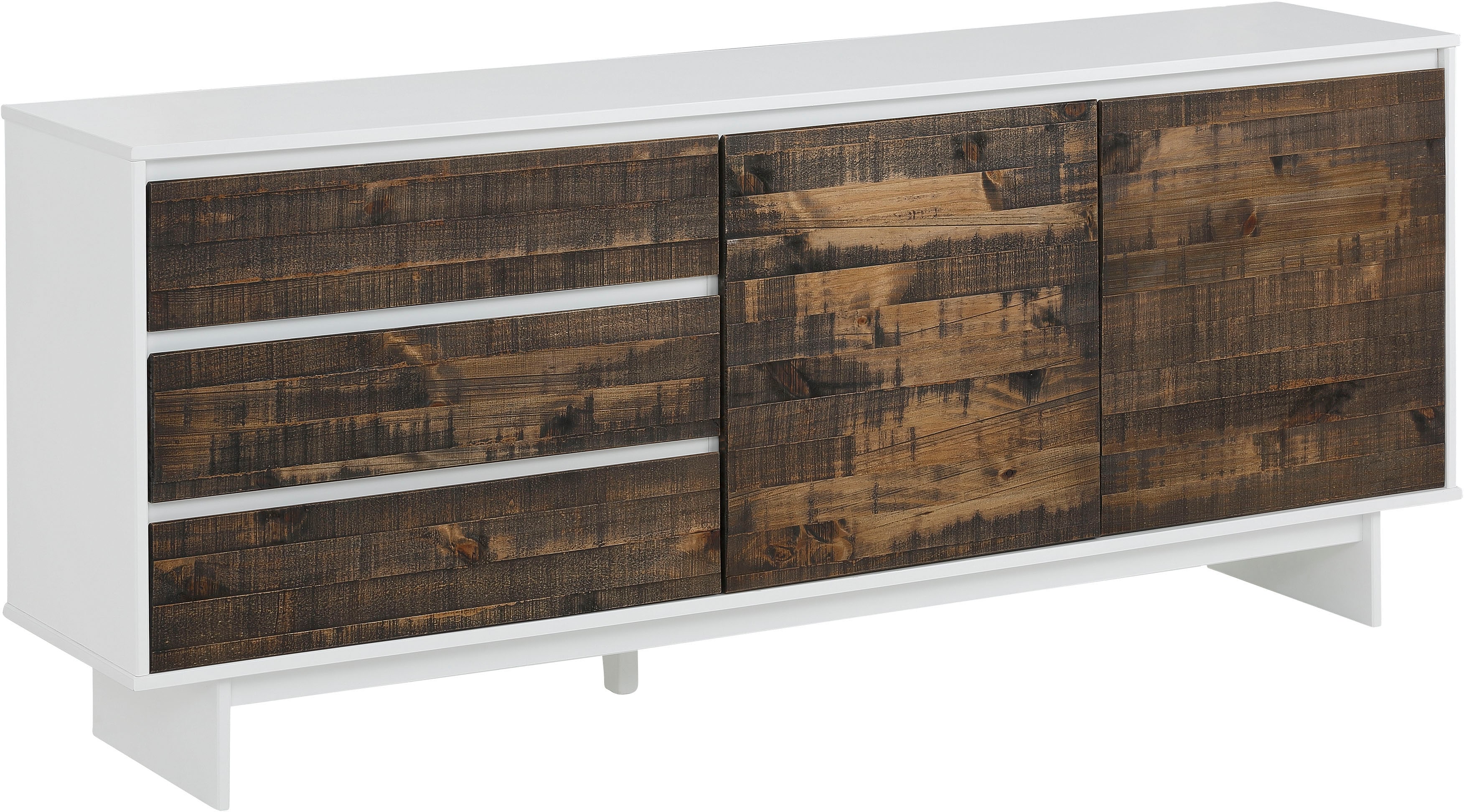 Sideboard HOME AFFAIRE "Morgan", braun (weiß, braun), B:165cm H:68cm T:35cm, Sideboards, Kommode aus massivem Kiefernholz, mit Griffmulden, Breite 165 cm Image