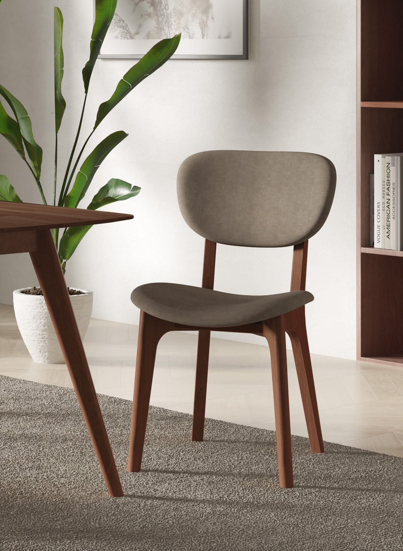 Stuhl INOSIGN "COZY Made in Italy", grau (elephant, nuss), B:50cm H:88cm T:62cm, Polyester, Stühle, Polsterstuhl Esszimmerstuhl 4-Fuß-Stuhl, Gestell in Buche, Kirsch- oder Nussbaum, Massivholz, Design Stuhl