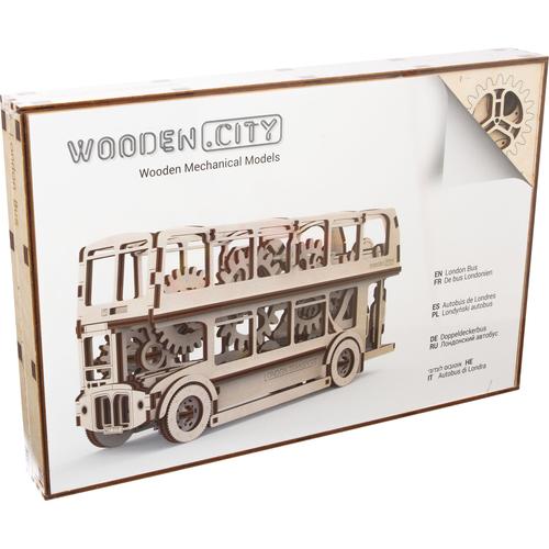 Wooden City Modellbausatz Doppeldeckerbus, aus Holz; Made in Europe braun Kinder Autos, Eisenbahn Modellbau