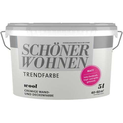 „SCHÖNER WOHNEN-FARBE Wand- und Deckenfarbe „“Trendfarbe““ Farben 5 Liter, hochdeckend, für Allergiker geeignet, in verschiedenen Farben Gr. 5 l 5000 ml, weiß (wool) Wandfarbe“