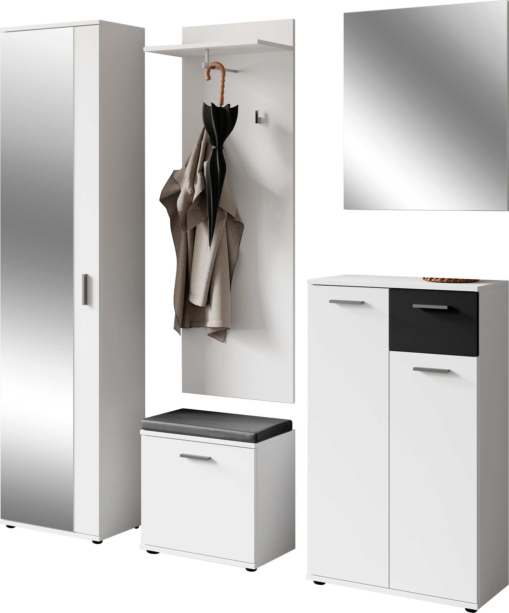 Garderoben-Set INOSIGN "Jakob", schwarz-weiß (weiß, schwarz), Kastenmöbel-Sets Image