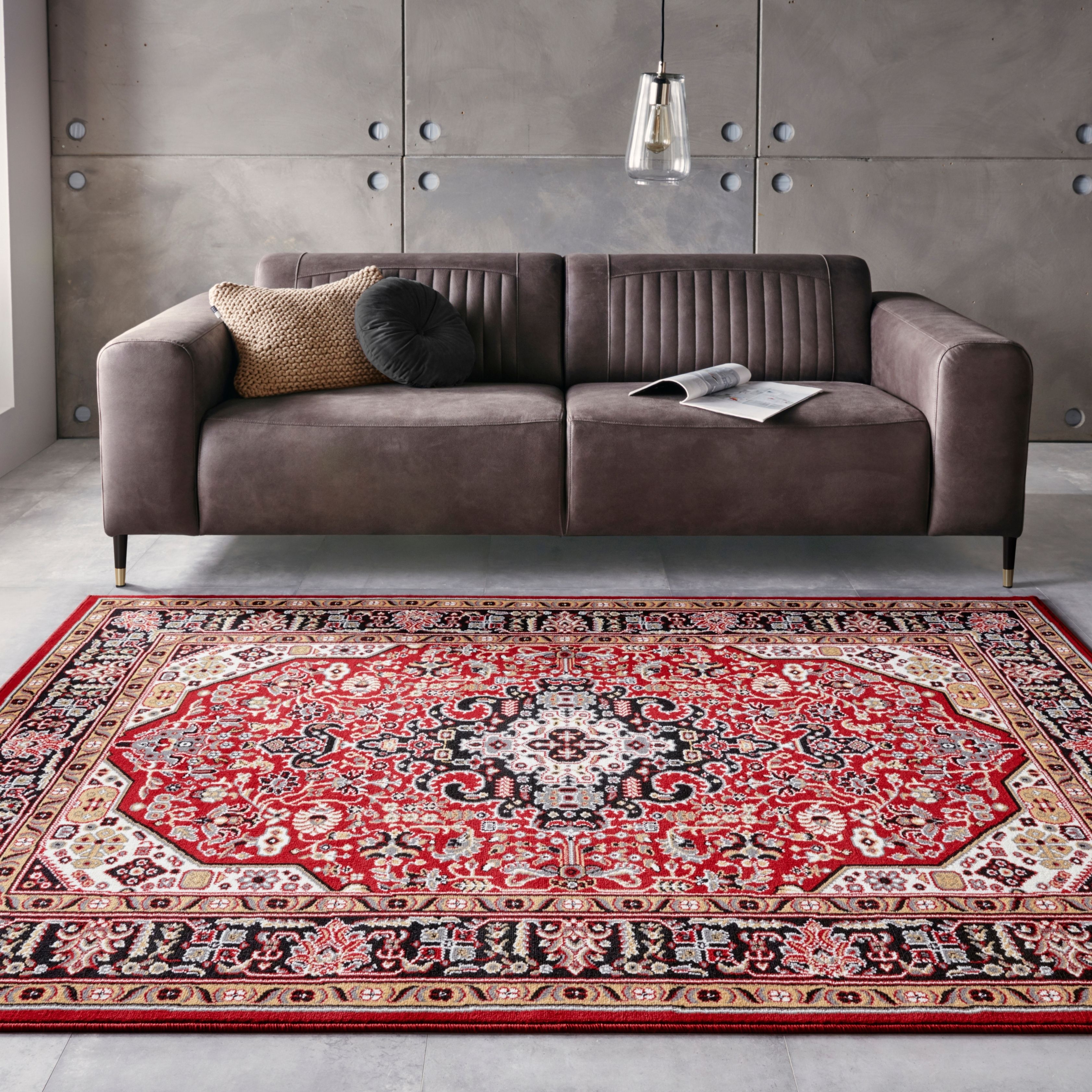 Teppich HANSE HOME "Skazar Isfahan" Gr. 3, rot (rot, schwarz), B:120cm H:9mm L:170cm, Polypropylen (PP), Teppiche, Kurzflor, Orient, Läufer, Vintage, Esszimmer, Wohnzimmer, Flur