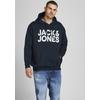 Kapuzensweatshirt "CORP LOGO SWEAT HOOD", Herren, Gr. XXL, blau (navy), angeraute Sweatware, Obermaterial: 70% Baumwolle, 30% Polyester, JACK & JONES PLUSSIZE, bedruckt, modisch, normal normal, Rundhals, Langarm Bündchen, Sweatshirts, Bis Größe 6XL
