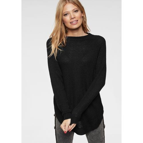 Rundhalspullover ANISTON CASUAL Gr. 38, schwarz Damen Pullover mit Rippstrick an den Seitennähten Bestseller