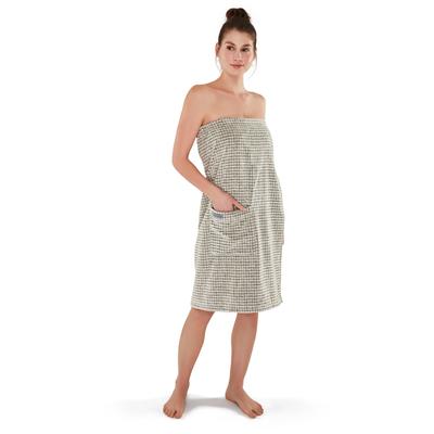 Sarong MÖVE "Eden, ideal für Sauna & Spa, Hotelbademantel", beige (natur), L:85cm, Walkfrottee, Hausmäntel, im Karo-Desi