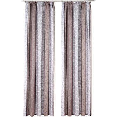 Vorhang MY HOME "Gosen" Gr. 3, grau (grau, braun), B:140cm H:225cm, Microfaser, Polyester, Gardinen, Gardine, Fertiggardine, blickdicht Image